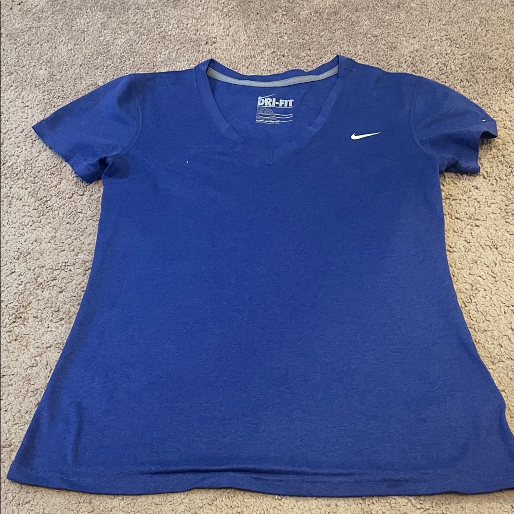 Nike Royal Blue V-Neck Dri-FIT Tee